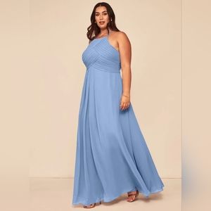 Azazie Ginger Bridesmaid Dress in Steel Blue
